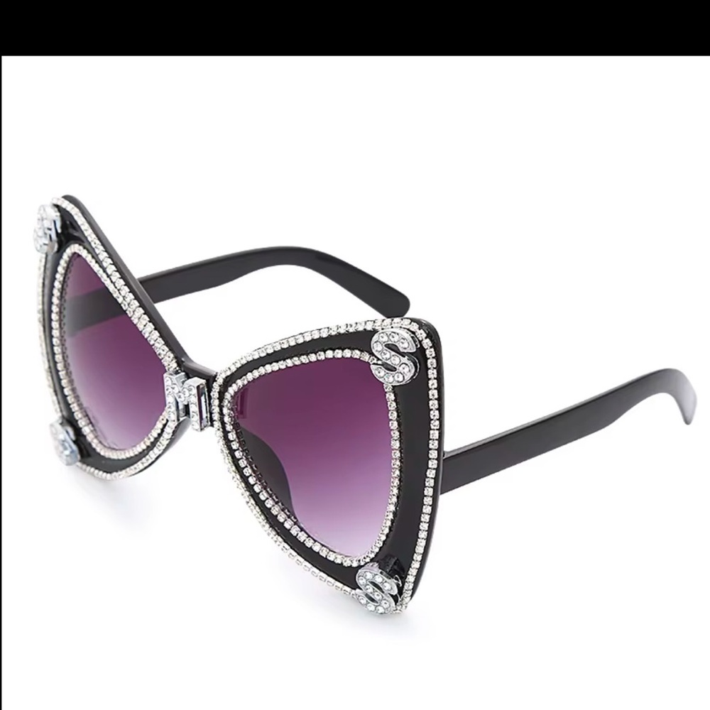 Elegant Black Rhinestone Sunglasses - Picture 3 of 6